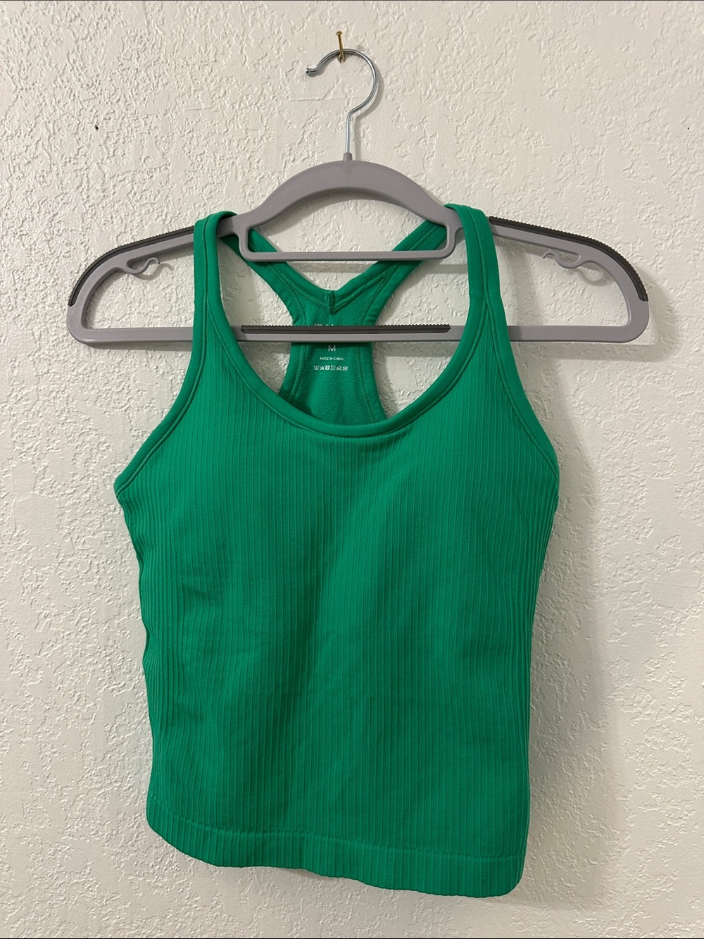 SHEIN Kelly Green Ribbed Racerback Tank Top